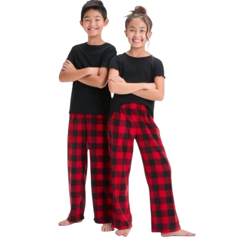 NWT Wondershop Unisex Kids' Check Microfleece Pajama Bottoms Holiday Christmas